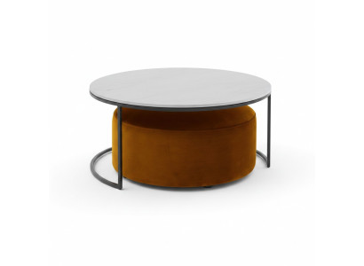 Baltas MDF soļusēde + oranža pakavs jauni metāla kājiņas Luxus