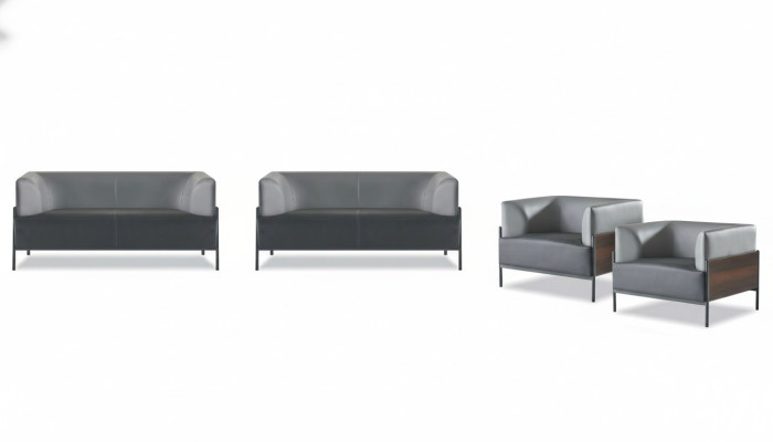 Ergonomisks komforta garnitūra 4 gab. melna dizainera mēbeļu komplekts modernā stilā.