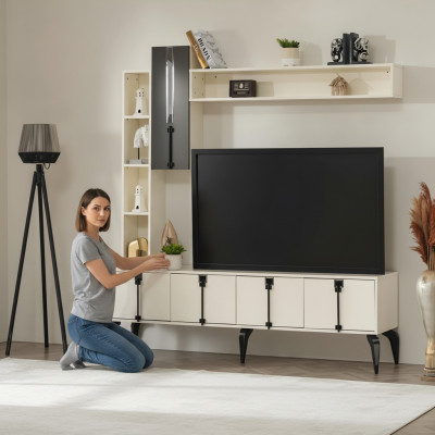Luksusa 4 daļu viesistabas komplekts pie sienas uzstādāms TV mēbeļu plaukts