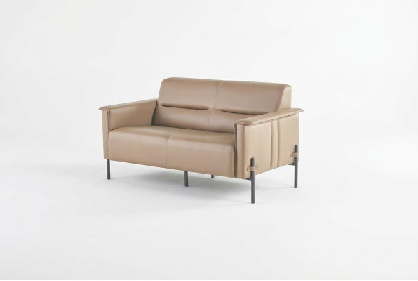 Dīvāns Beža 2-vietīgā sofa Moderns ādas dīvāns Sēdvietas divsēdvietīgs āda