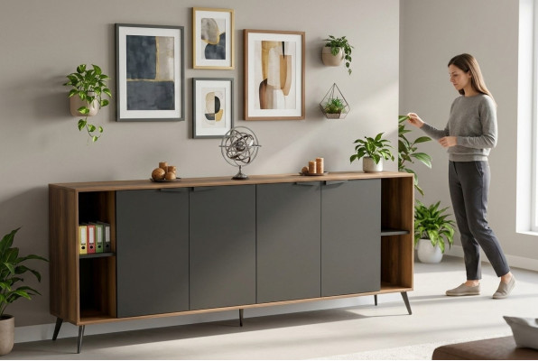 Komode Sideboard galds melnā brūnā krāsā