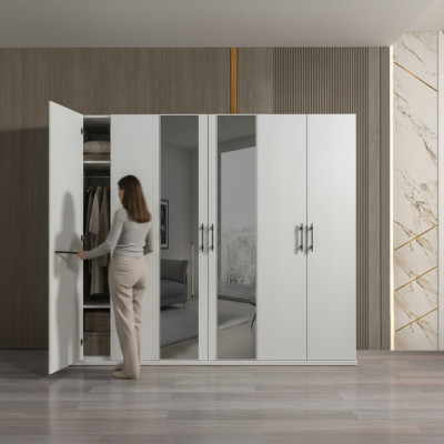 Mūsdienīga balta uzglabāšanas skapja 254 cm