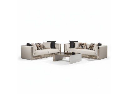 Weißes Holz 3-Sitzer-Sofa modernes Design elegante Optik