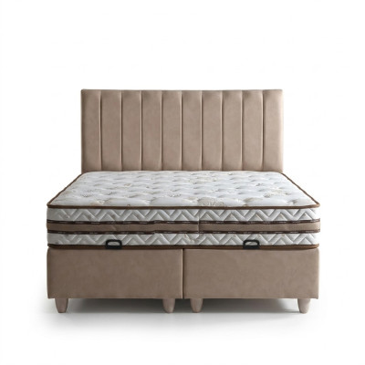 Beige auduma gulta ar elegantu matraci