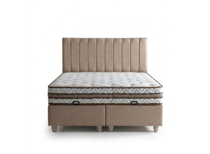 Beige auduma gulta ar elegantu matraci