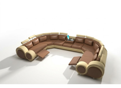 Ādas dīvāns Polster Couch dzīvojamā zona āda tekstila dīvāns XXL stūra dīvāns
