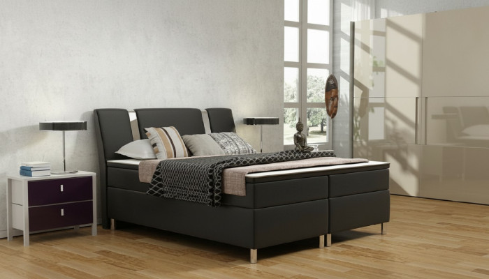 Boxspring gultasvietas viesnīcas gultas polster leather bed inkl. matracis un visko ādas gulta
