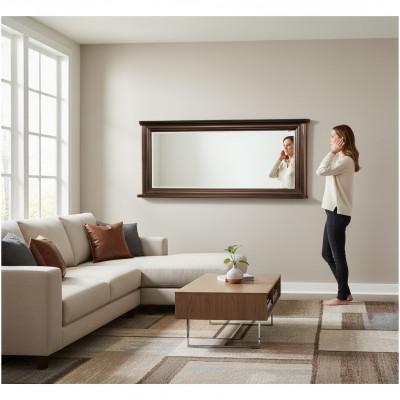Klasiskais dizainera īstas koka rāmis XXL spogulis 157x71 – modeļs W-L1