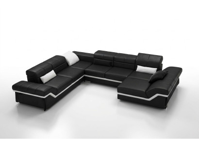 LEDERSOFA XXL DZĪVNES LANDSCAPE STŪRISKĀ SOFA DIZAINA SOFA DĪVĀNS GARNITŪRA STŪRLEŅĶIS JAUNS