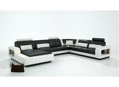 Stūra dīvāns Dīvāns Sofa Pārklāta mēbeļu dzīvojamās telpas Ādas stūra dīvāns komplektācija U formas H2209.