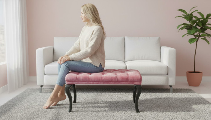 Chesterfield pufa pielikums Ottomane dīvāns ādas auduma TORBAY II Jaunais