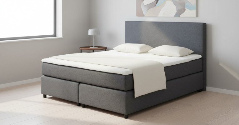 Gulta Kontinentālā Boxspring Gultas Mēbeles Augsta Dubultā Ādas Tekstila Gulta
