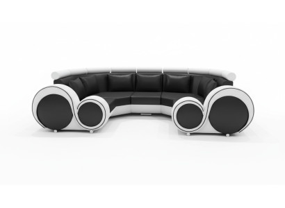 Exkluzīva mūsdienu ādas sofa no premium mākslīgās ādas ar koka rāmi.