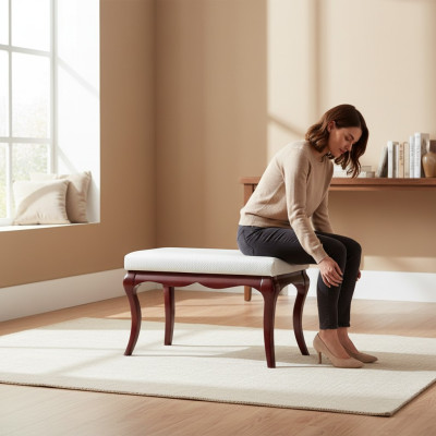 Hocker Bank Original Milano Tekstila īsts roku darbs Masīvkoks Pilns masīvkoks MI-Banka