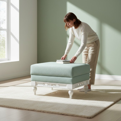 Klasiskais atspēriens Retro Rustical Footrest Ottoman Bench Bank New Flp3a