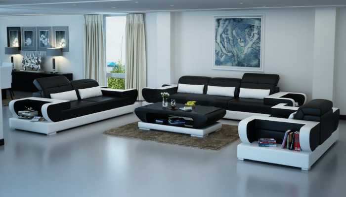 Sofas komplekts Dīvāns Polster Āda Sēdeklis komplekts 3+2+1 Moderns dīvāns Detmold