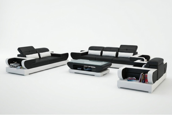Sofas komplekts Dīvāns Polster Āda Sēdeklis komplekts 3+2+1 Moderns dīvāns Detmold