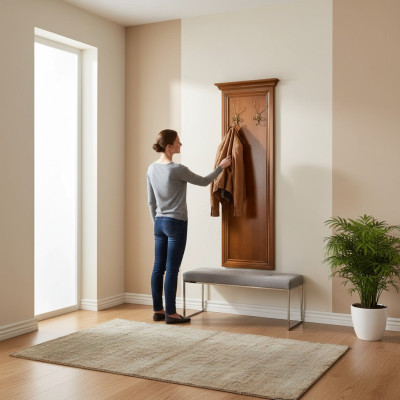 Klasiskais skapis Garderobe Pakaramais skapis Pakaramais pakāpjošais pakāpjošais pakāpjošais pakāpis koka - Modelis N-WP