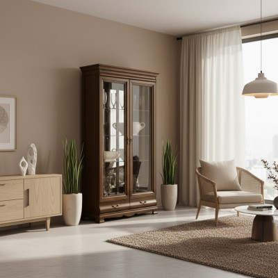 Klasiskais vitrīns, vitrīns, vitrīnas skapis, skapis, skapja siena - modelis N-W2.