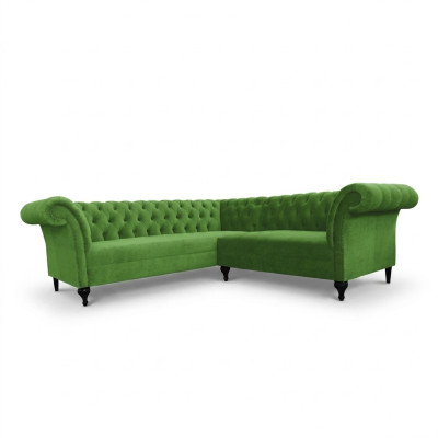 Zaļā stilīgā stūra dīvāns Chesterfield dīvāns L-veida dizaina dīvāni polsterētas mēbeles