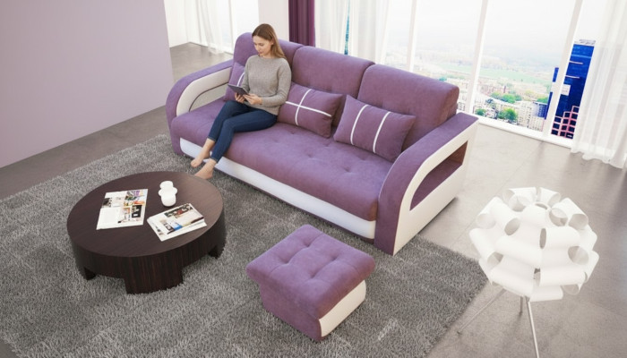Schlafsofa Klappcouch 3-Sitzers ar guļamfunkciju un gultas kasti - dīvānsikdiena.
