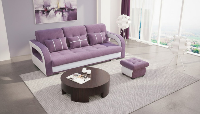 Schlafsofa Klappcouch 3-Sitzers ar guļamfunkciju un gultas kasti - dīvānsikdiena.