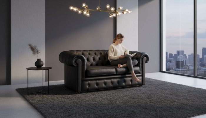 Sēdēt Chesterfield Sofa Couch Polster Sofas Klasiskā 2 sēdvietas ādas sofi Schaffhau.