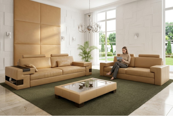 Ledersoda, 3+2+1 sofa komplekts, dīvāns, sēdeklis, polsteriskais dīvāns, garnitūra, komplekts "Nassau B".