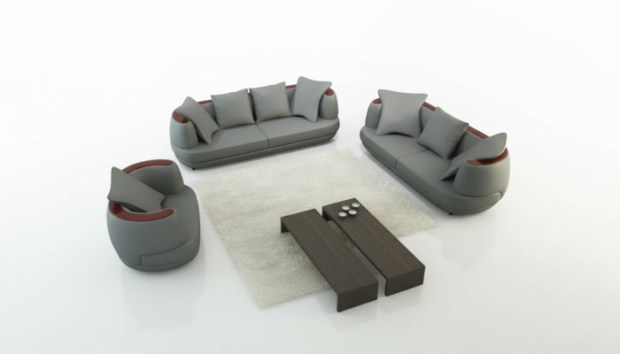 Sofas komplekts Royal Luxus dizaina dīvāns Polster 3+2+1 ādas dīvāns Sēdeklis Royal pelēks.