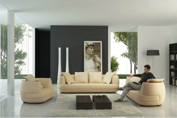 Sofas komplekts Royal Luxus dizaina dīvāns ar polsteriem 3+2+1 ādas dīvāns krēsls beigeA