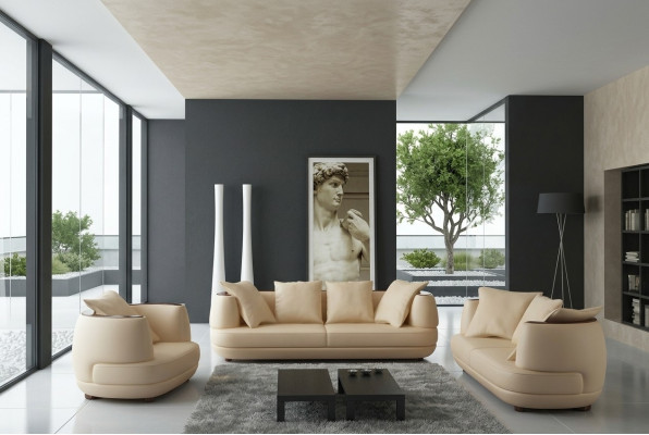 Sofas komplekts Royal Luxus dizaina dīvāns ar polsteriem 3+2+1 ādas dīvāns krēsls beigeA