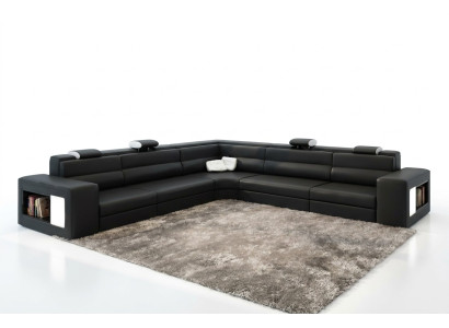 Ādas dīvāns Dīvāns Dīvāns Stūra dīvāns Sēdeklis Polster Wohnlandschaft XXL Lielā Weiden Black