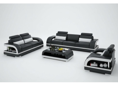 Dizainera dīvāngarnitūra ādas dīvāns Set 3+2+1 Garnitur Sofa Couch Neu Zitadelle S/W
