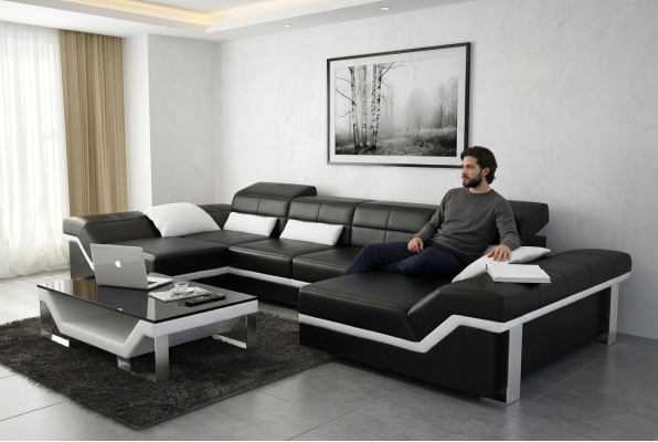 Ādas dīvāns Dīvāns Dīva stūra dīvāns Dizains Moderns dīvāns K5007C