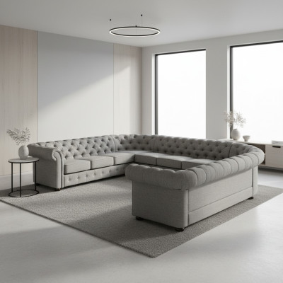 Česterfīlda dīvāns Sofa Polster Wohnlandschaft U Form Garnitur Ecksofa