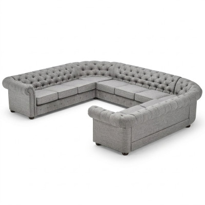 Česterfīlda dīvāns Sofa Polster Wohnlandschaft U Form Garnitur Ecksofa