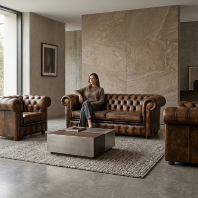 Chesterfield ādas dīvāns 2+1+1 tekstila dīvāns auduma polsterējums dīvāna komplekts